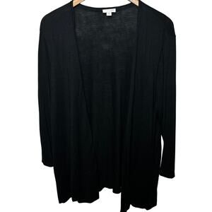 J. Jill Cardigan Open Front Black Knit Linen Cotton Rayon Casual Office XL